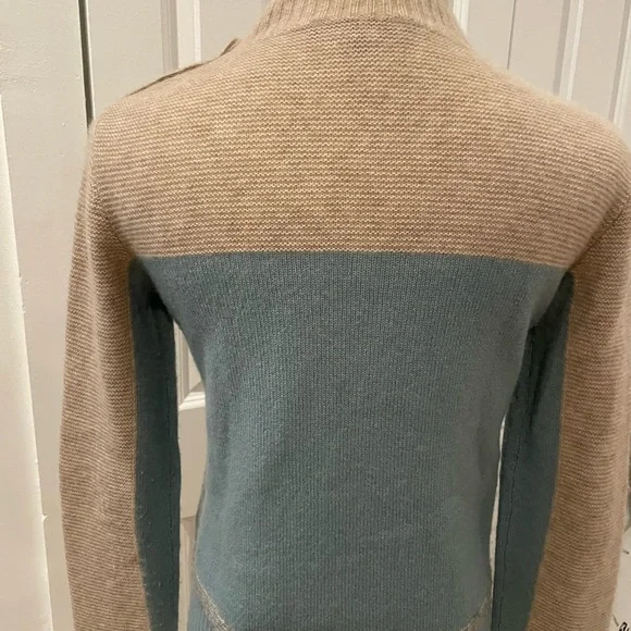 Loro Piana Tan and Light Blue Turtleneck Sweater